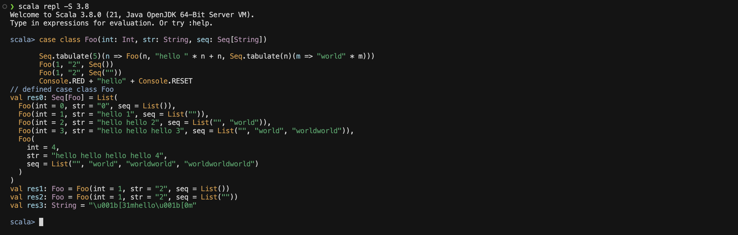 Scala 3.8 REPL example